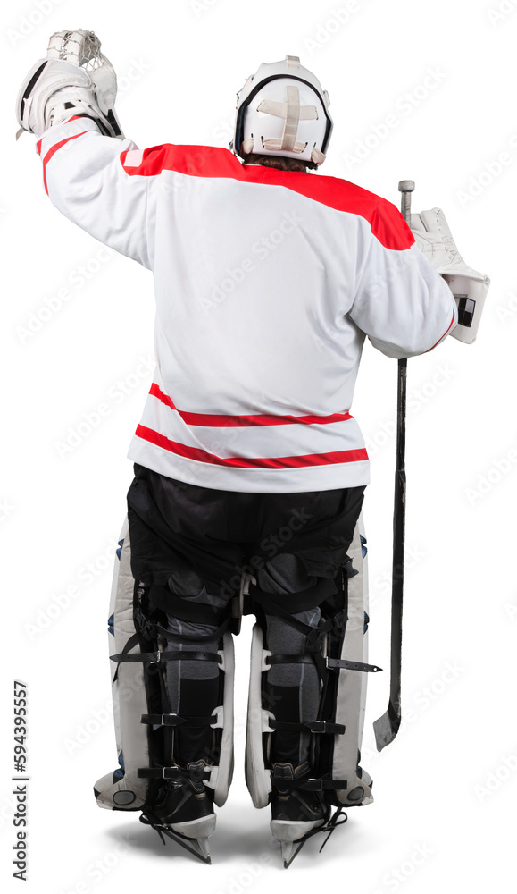 Back View of Ice Hockey Goaltender, Isolated Back View of Ice Hockey Goaltender, Isolated