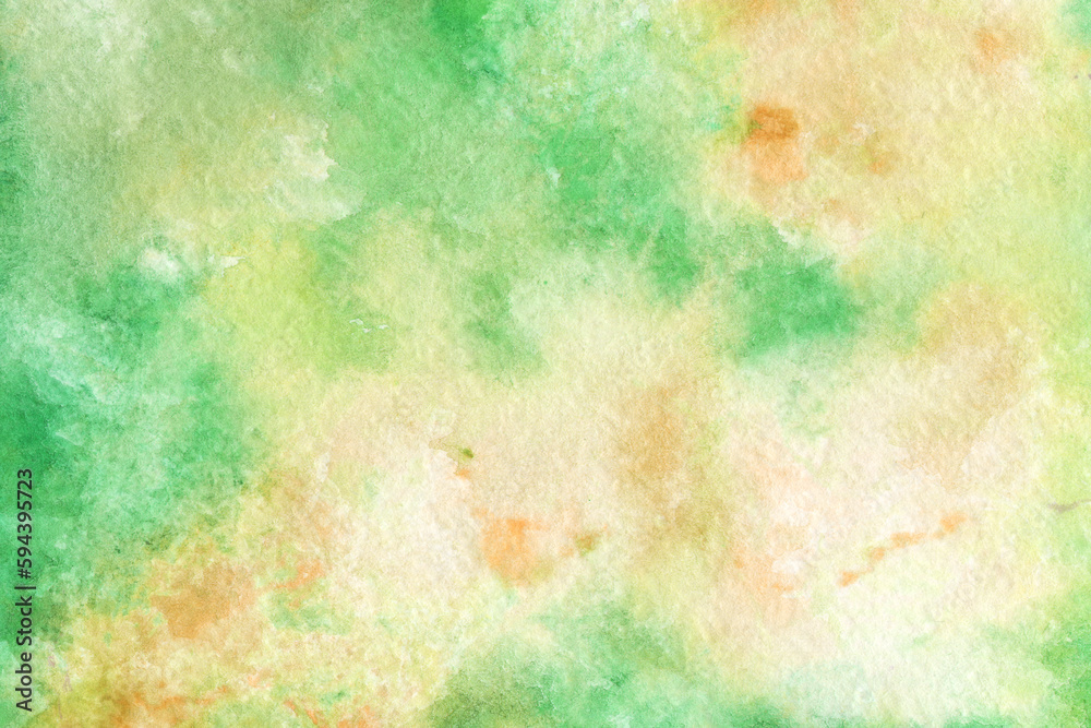 Bright multicolored watercolor texture. Abstract hand-drawn background in green and yellow colors.
