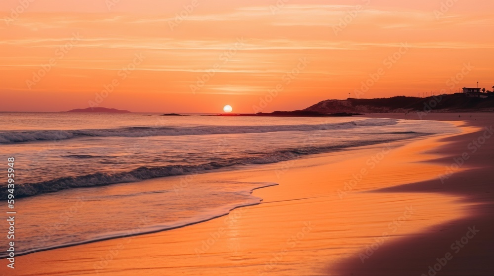 Obraz premium Sunrise over beach, ai generated, Generative AI