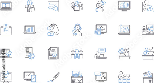Operations and logistics line icons collection. Efficiency, Coordination, Fulfillment, Planning, Inventory, Transport, Warehousing vector and linear illustration. Procurement,Tracking,Optimization