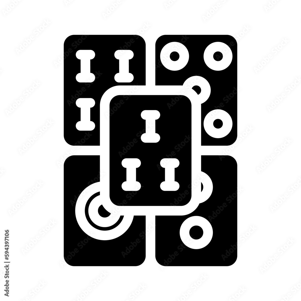 mahjong tiles board table glyph icon vector illustration mahjong tiles board table glyph icon vector illustration
