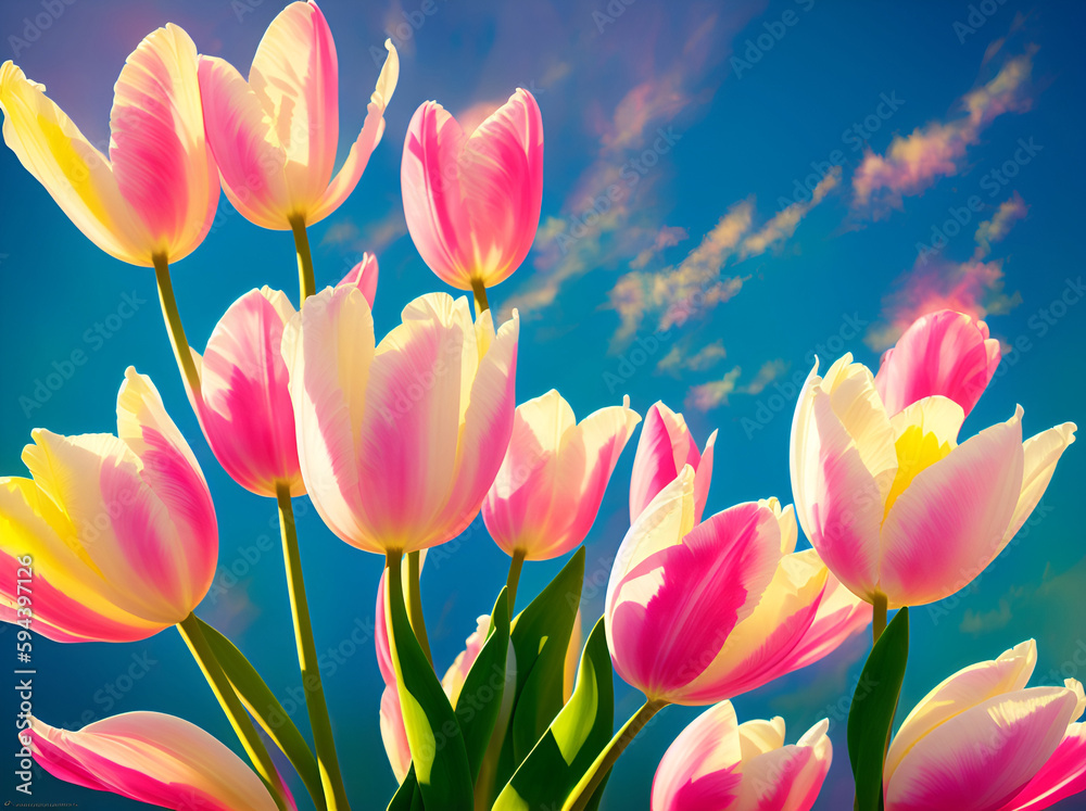 Tulips flowers. AI generated illustration
