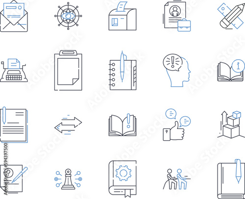 Data analysis line icons collection. Analytics, Visualization, Predictive, Statistics, Algorithms, Insights, Machine learning vector and linear illustration. Clustering,Modeling,Regression outline