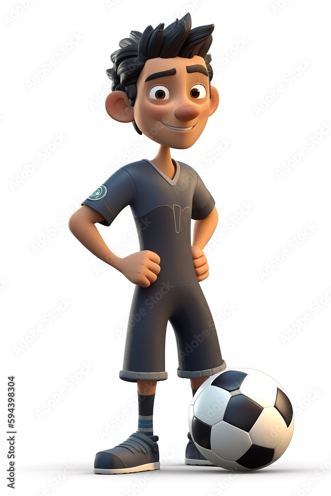 a cartoon character with a soccer ball