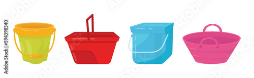 Different Buckets and Useful in Household Containers Vector Set
