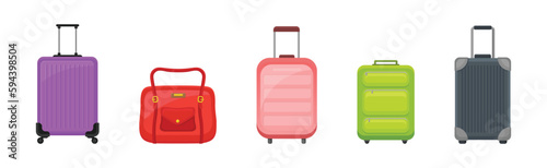 Baggage or Luggage Used for Traveling Vector Set