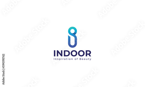 Letter i minimal blue colour simple cute logo