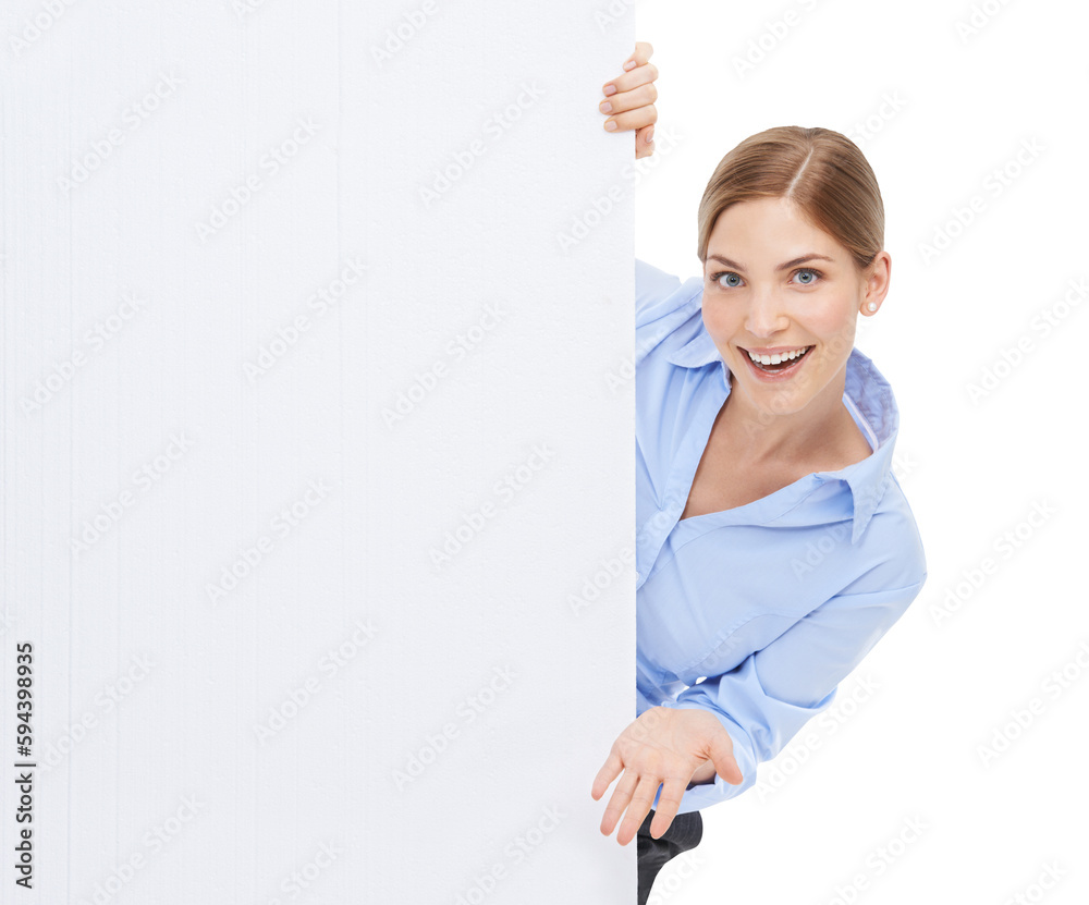 Business woman with poster in presentation and mockup with smile in portrait isolated on transparent, png background. Advertising banner, product placement and happy person with marketing billboard Business woman with poster in presentation and mockup with smile in portrait isolated on transparent, png background. Advertising banner, product placement and happy person with marketing billboard