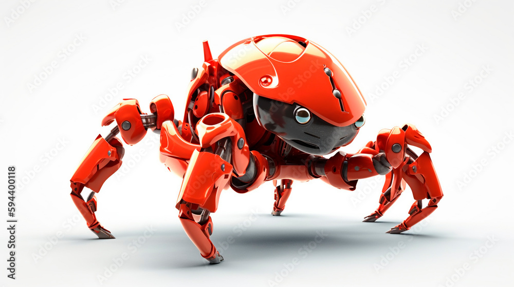 Cute spider robot, crab robot, 3D graphics on white background Cute spider robot, crab robot, 3D graphics on white background