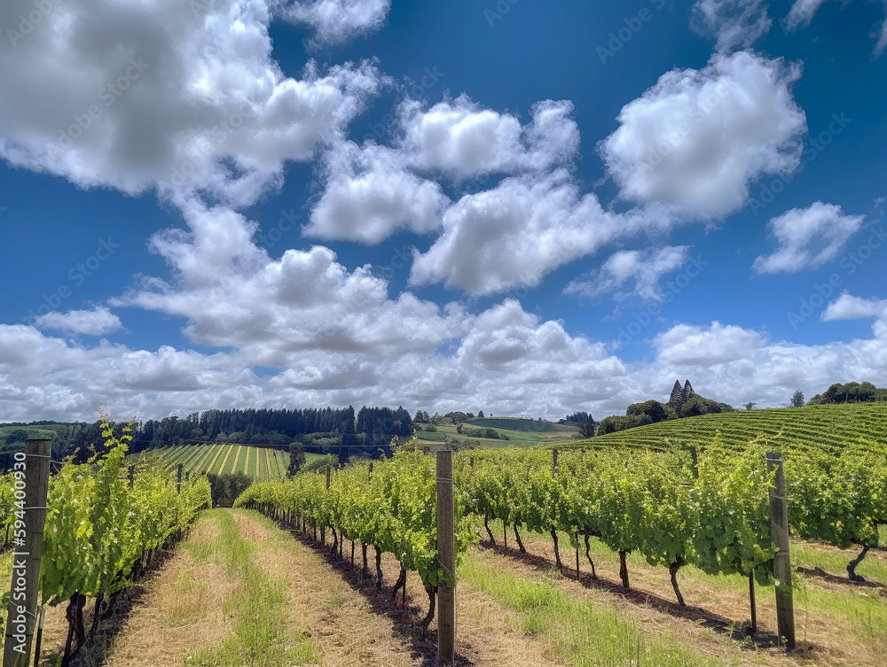 A Vineyard on a Sunny Day | Generative AI