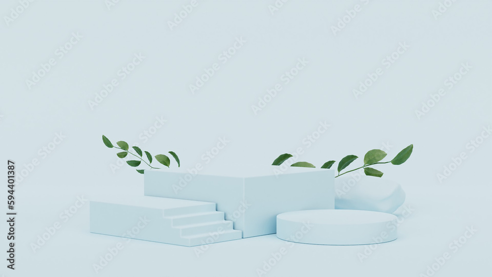 Pastel colour podium made on background with plant branches,leaves,pebbles and natural stones.Mock up for the exhibitions,presentation of products, therapy, relaxation and health. 3d render. Pastel colour podium made on background with plant branches,leaves,pebbles and natural stones.Mock up for the exhibitions,presentation of products, therapy, relaxation and health. 3d render.
