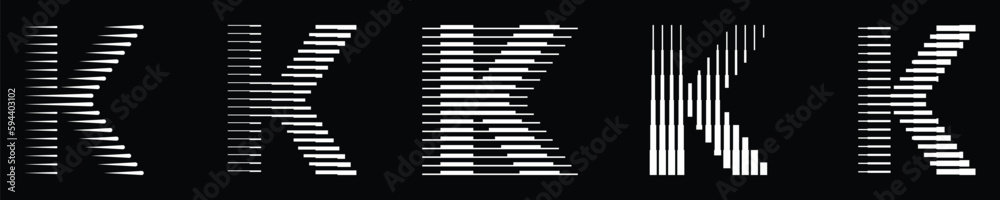 Letter K Logo Collection with Abstract Line Pattern Letter K Logo Collection with Abstract Line Pattern