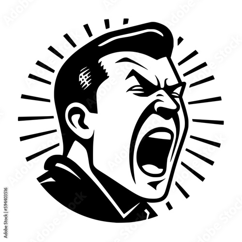 yelling man monochrome character