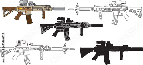 m4 carbine icon. weapon and army symbol. isolated vector image for military concepts, infographics and web design photo