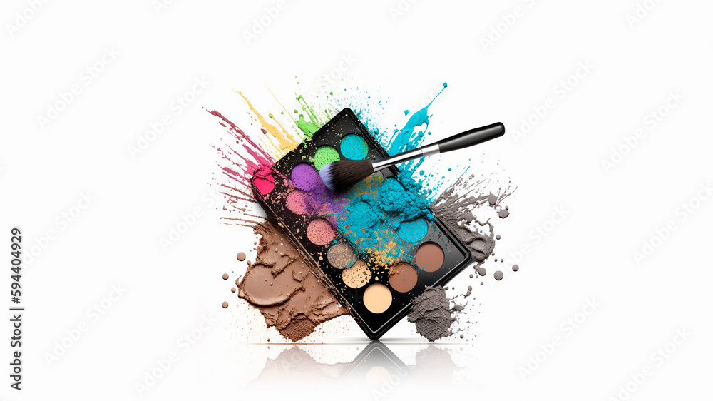 AI generated: make-up eyeshadow palette, realistic and colourful illustration