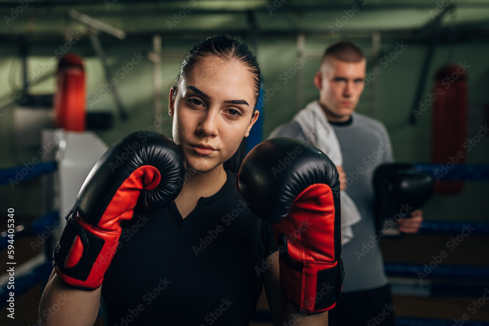 Portrait of a beautiful young female fighter