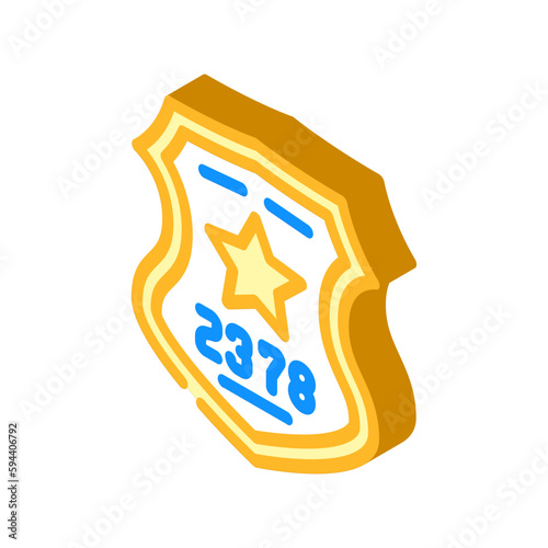 police badge crime isometric icon vector illustration