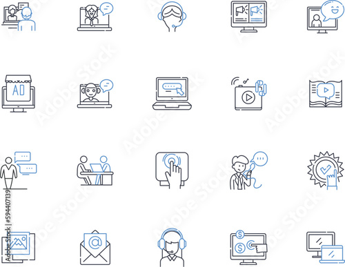 Press coverage line icons collection. Exposure, Publicity, Media, Attention, Reportage, Journalism, Headlines vector and linear illustration. Newsflash,Publishing,Feature outline signs set