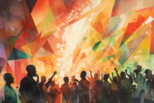 Abstract Juneteenth Watercolor Art - Freedom and Celebration created with Generative AI technology