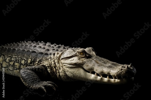 illustration  crocodile on black background  generative ai