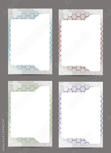 Modern sports cards frame hexagonal techno texture pattern background