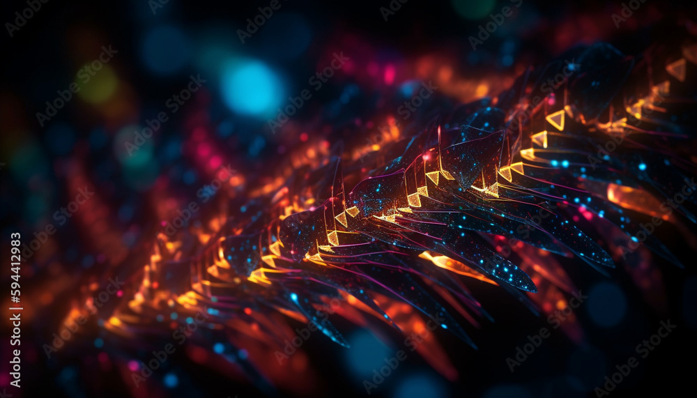 Glowing multi colored abstract shapes ignite modern fantasy generated by AI Glowing multi colored abstract shapes ignite modern fantasy generated by AI