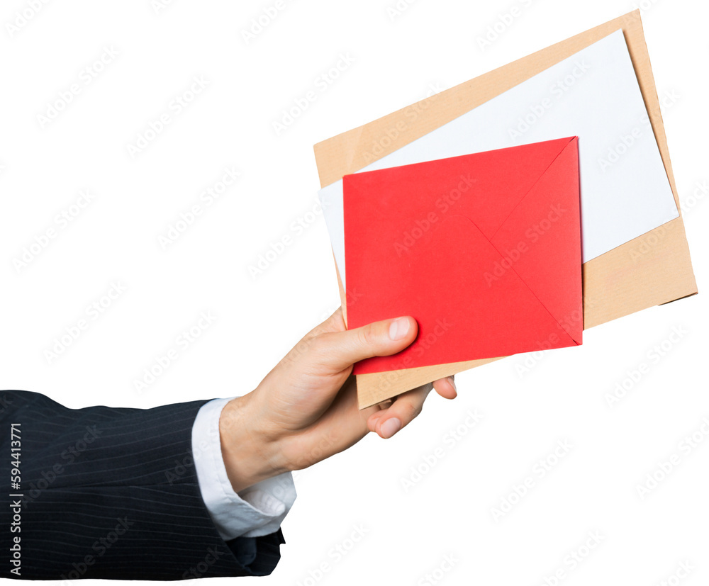 Businessperson Giving Envelopes Businessperson Giving Envelopes