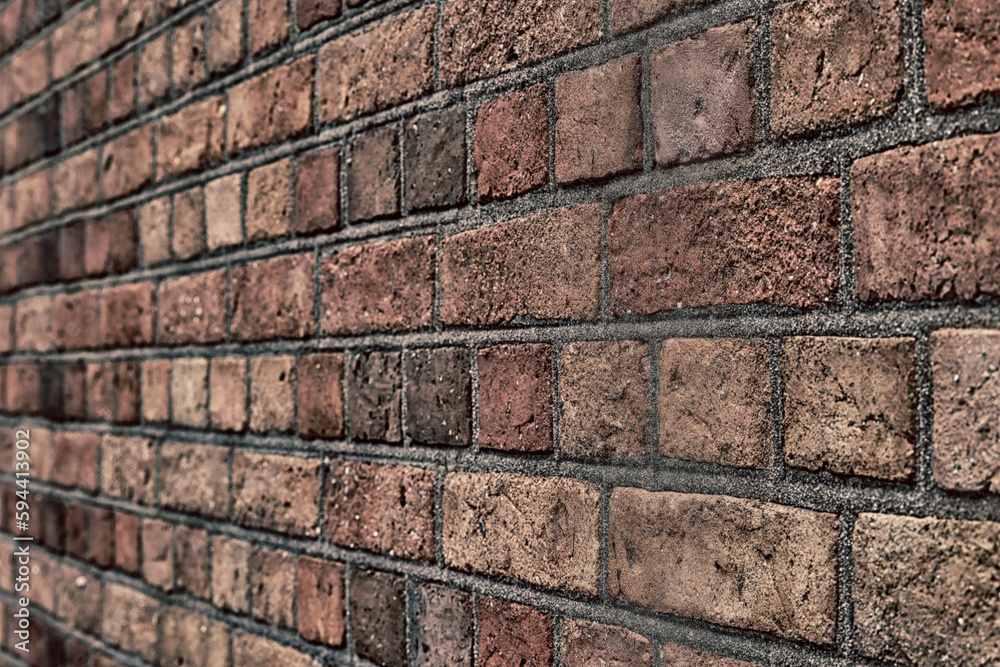 Fototapeta premium Mur z czerwonej cegły z równych prostokątów. Ściana. 
