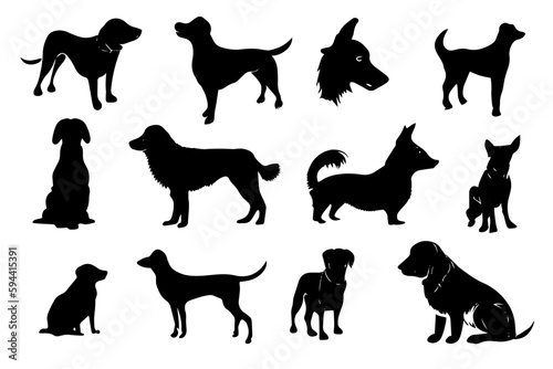 series of icons with dogs  dog logo