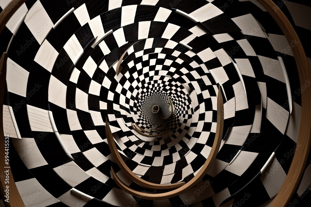 optical illusion of a spinning wheel creating the optical illusion of motion, created with