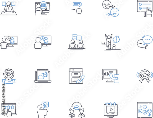 Remarks line icons collection. Commentary, Feedback, Opinion, Observations, Thoughts, Evaluation, Critique vector and linear illustration. Review,Assessment,Analysis outline signs set