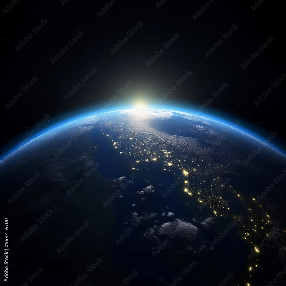 Obraz premium Earth from space night lights concept