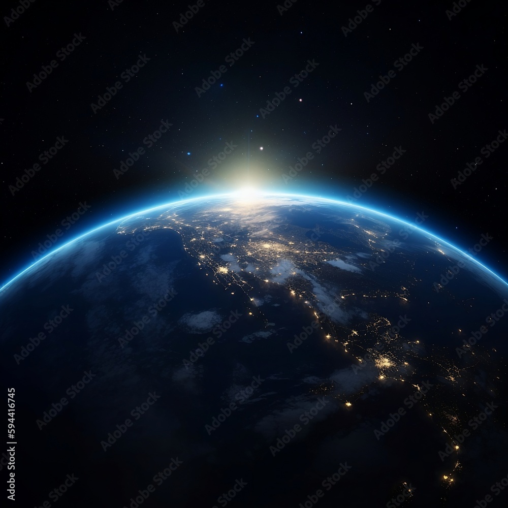 Earth from space night lights concept