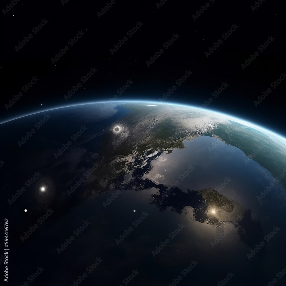 Earth from space night lights concept