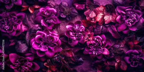 Decorative violet floral background. Generative AI