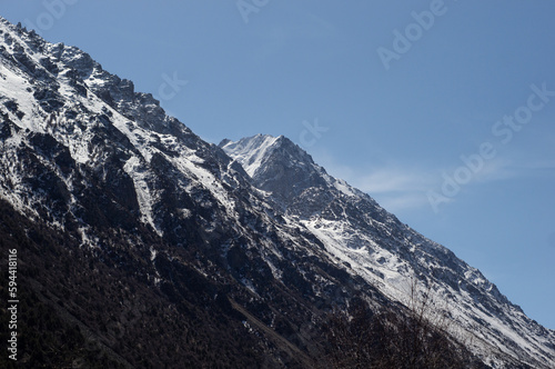 Alamedin river gorge spring mountain landscape