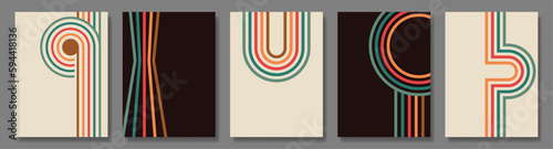 Retro 70s geometric posters. Vector illustration