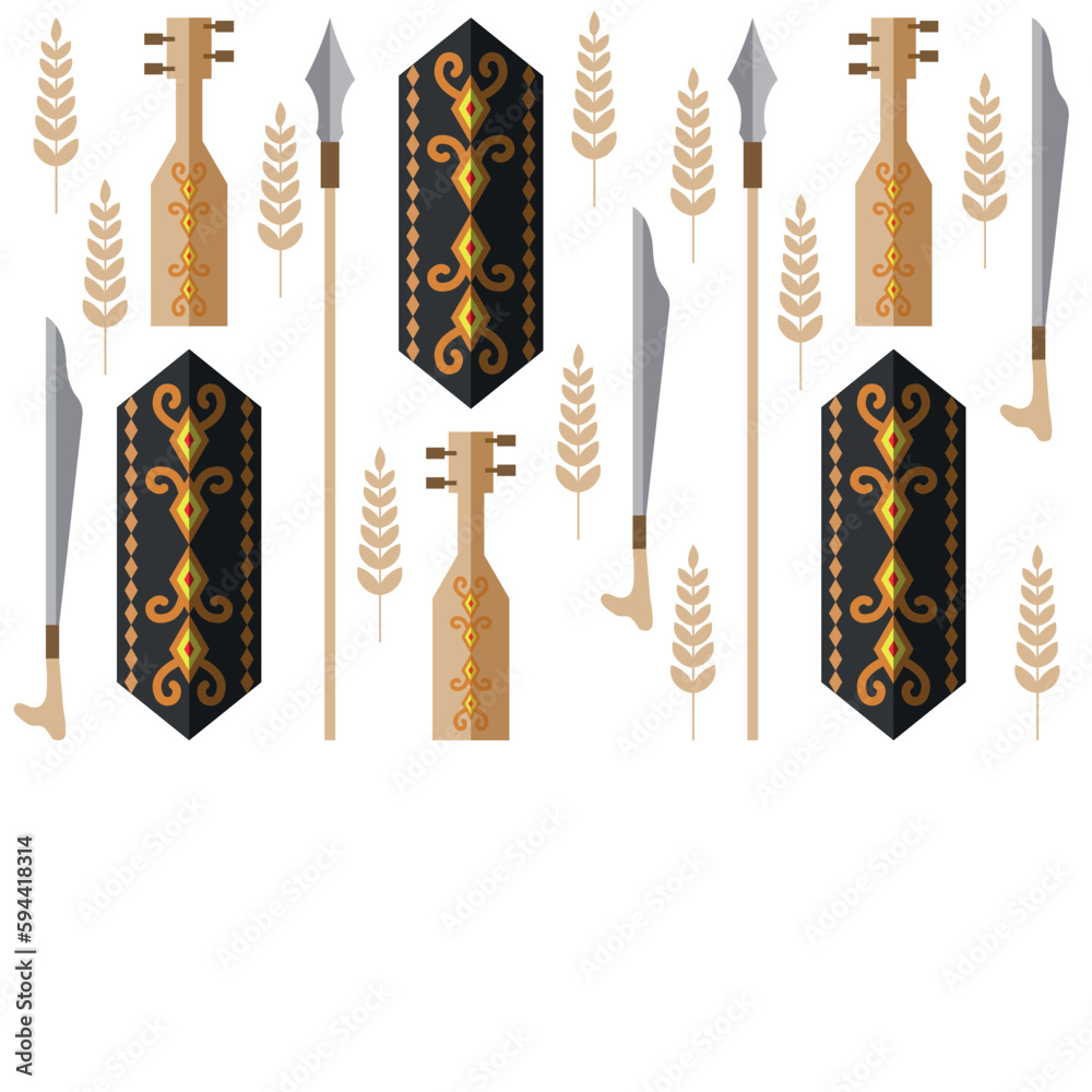 Gawai Dayak. Shield, sword and blow pipe. Hari Gawai Gawai Dayak. Shield, sword and blow pipe. Hari Gawai