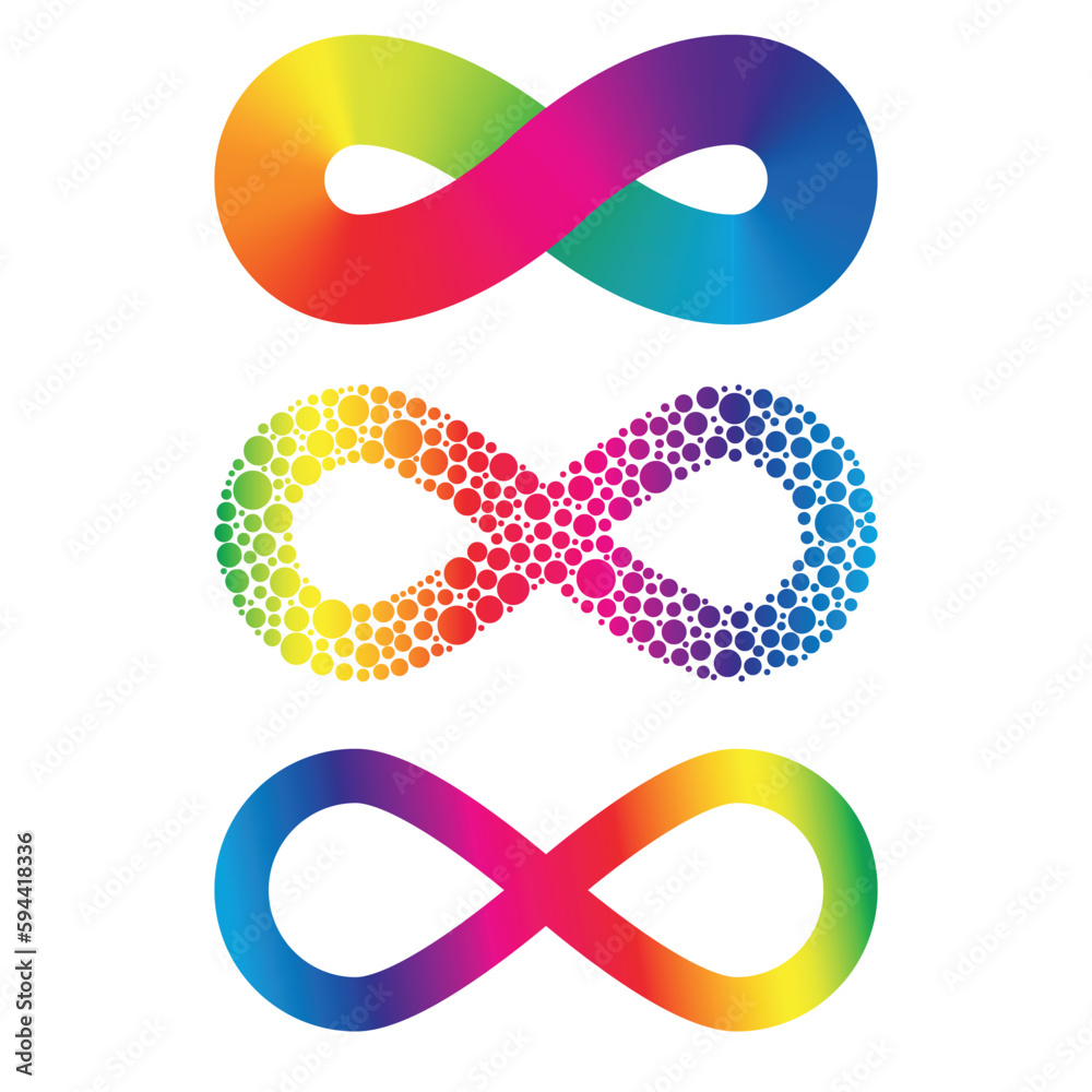 Vetor de Rainbow Infinity symbol. Infinity sign color spectrum. Rainbow