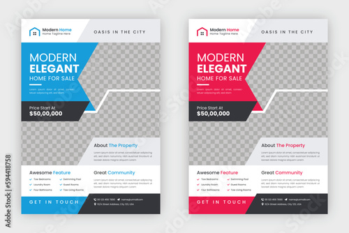 Creative and clean real estate flyer for real estate and property business. Modern Home Sale Flyer