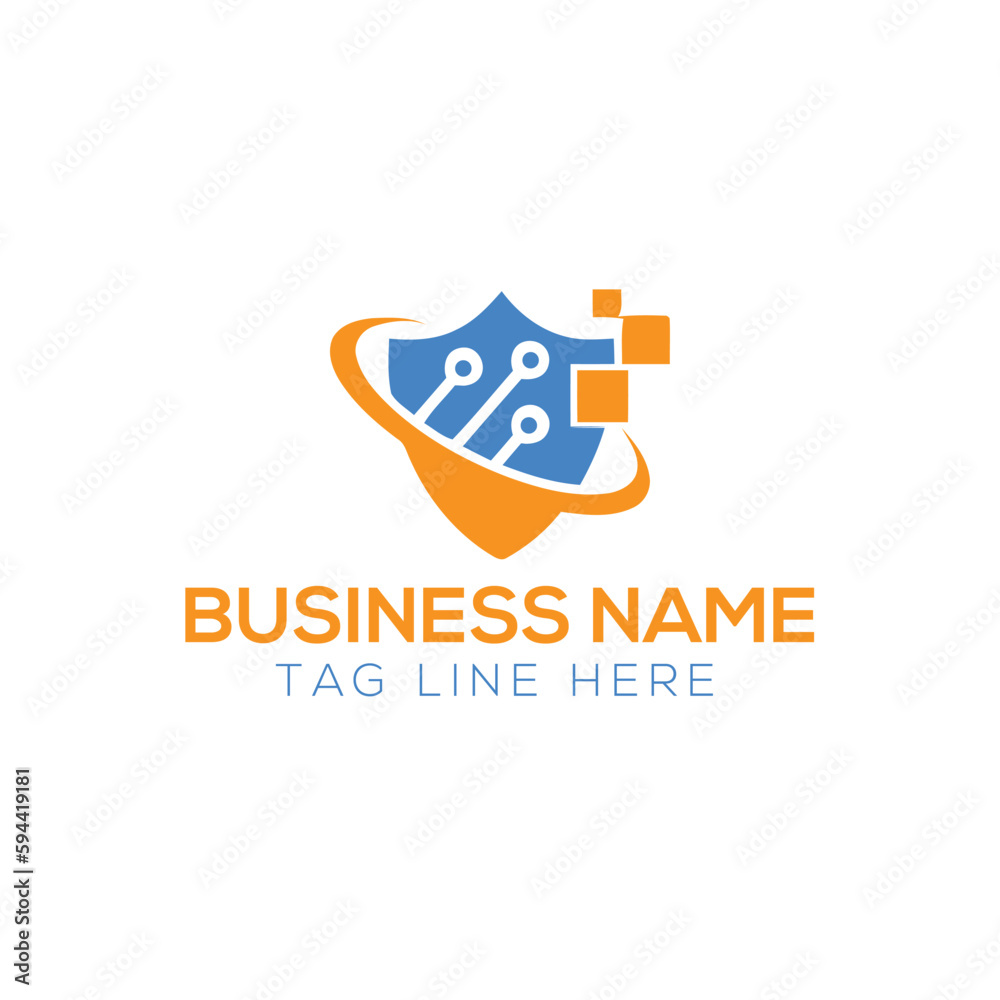 Cloud computing technology vector logo design template
