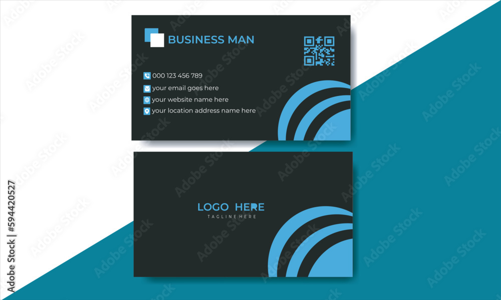Fototapeta premium Double-sided modern business card design. horizontal and vertical layout.