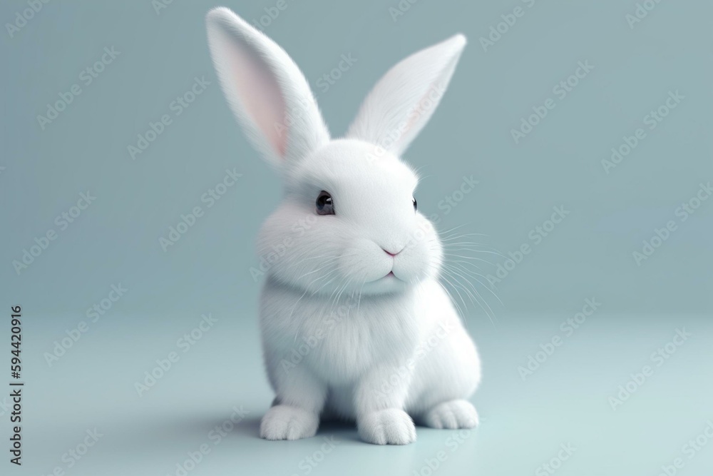 Cute white rabbit. Generative AI