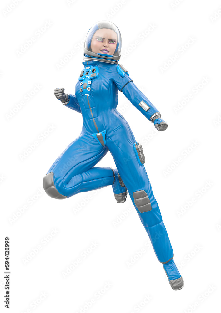 astronaut girl is floating and ready for action astronaut girl is floating and ready for action