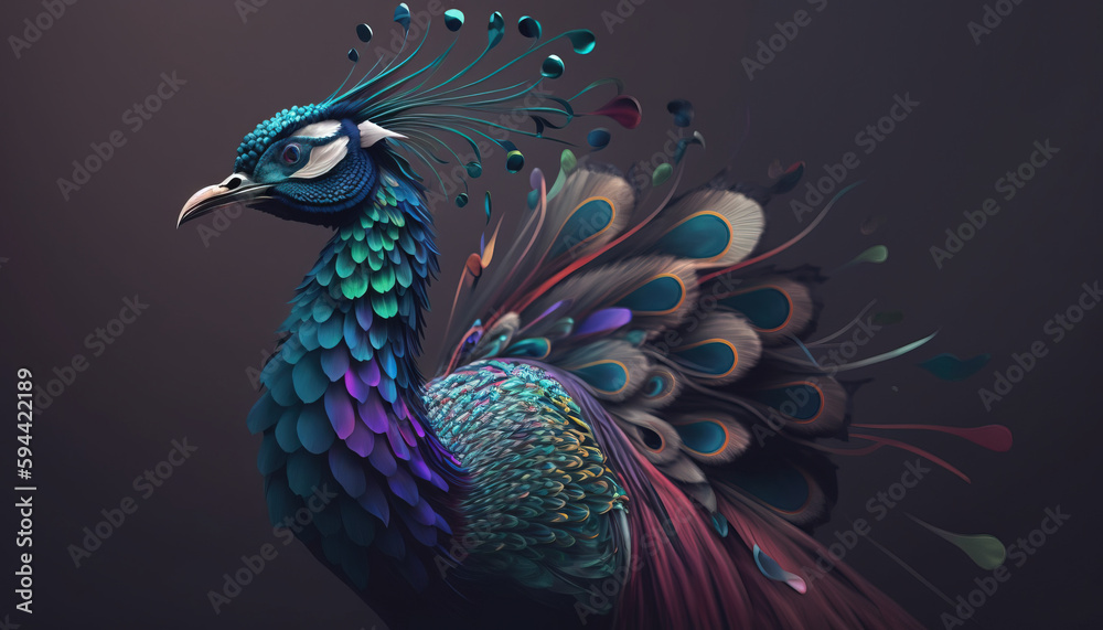 Obraz premium Peacock abstract wallpaper. Soft background with cute peafowl bird in Pastel colors generative ai