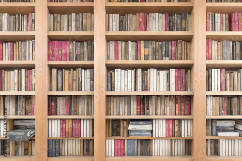Bookshelves in the library, made by Ai