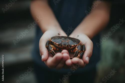 Mains tenant un crabe » IA générative