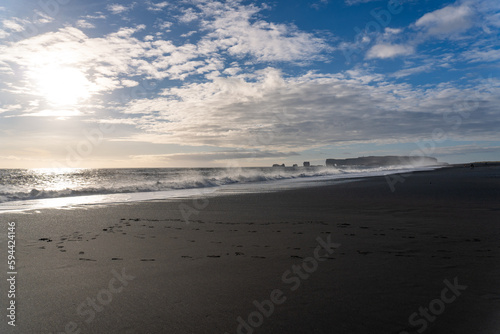 Reynisfjara black sand beach. Near Vik  Iceland. Southern point on the Ring Road. 