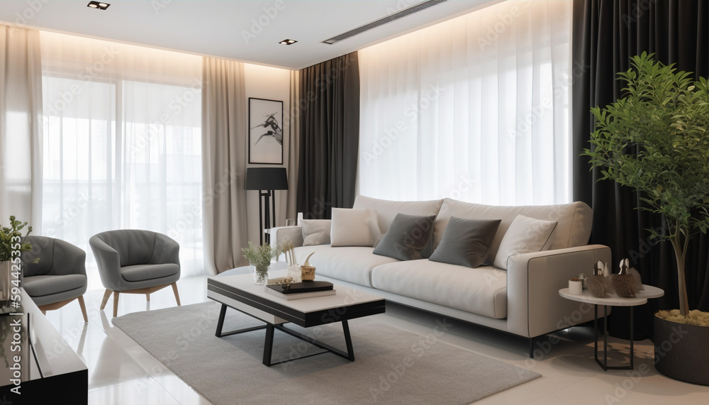 Living room loft in industrial style ,3d render, generative ai Living room loft in industrial style ,3d render, generative ai