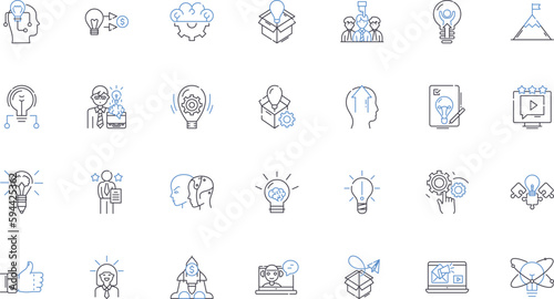 Imagination stimulation line icons collection. Creativity, Innovation, Inspiration, Fantasy, Unconventional, Ingenuity, Visionary vector and linear illustration. Artistic,Imaginative,Dreamlike outline